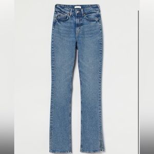 H&M high split hem jeans vintage blue wash slim straight leg Size 12